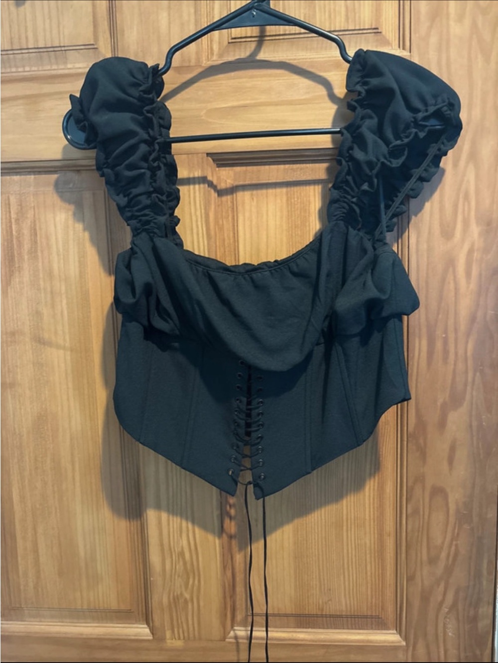 Black Ruffled Corset Crop Top